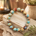 Turquoise & Red Jasper Imperial Stone Stretch Bracelet