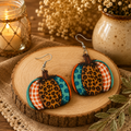 Mixed Print Pumpkin Wood Earrings