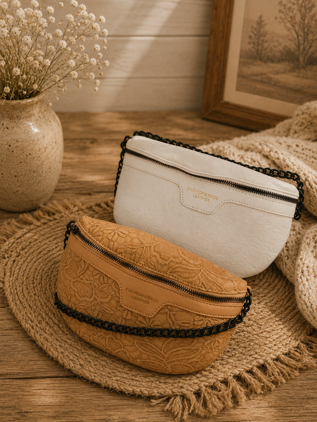 Colorblock Strap Chain Shoulder Bag with Coin Purse