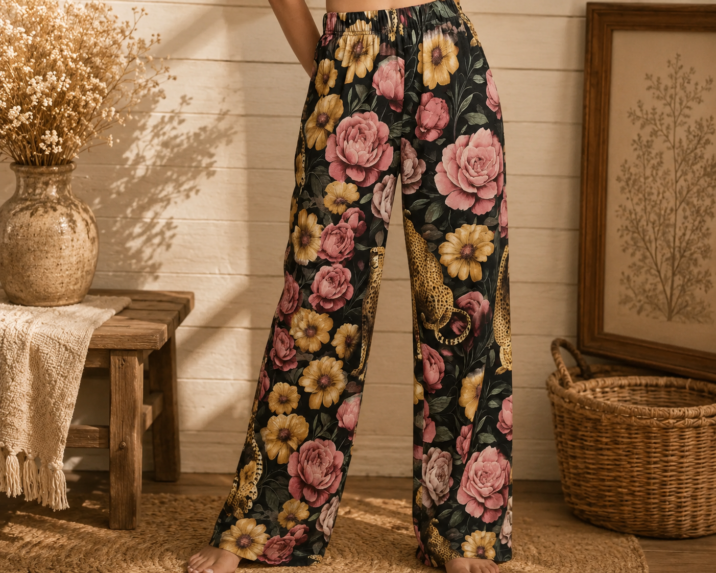 Floral Noir Cheetah Pants