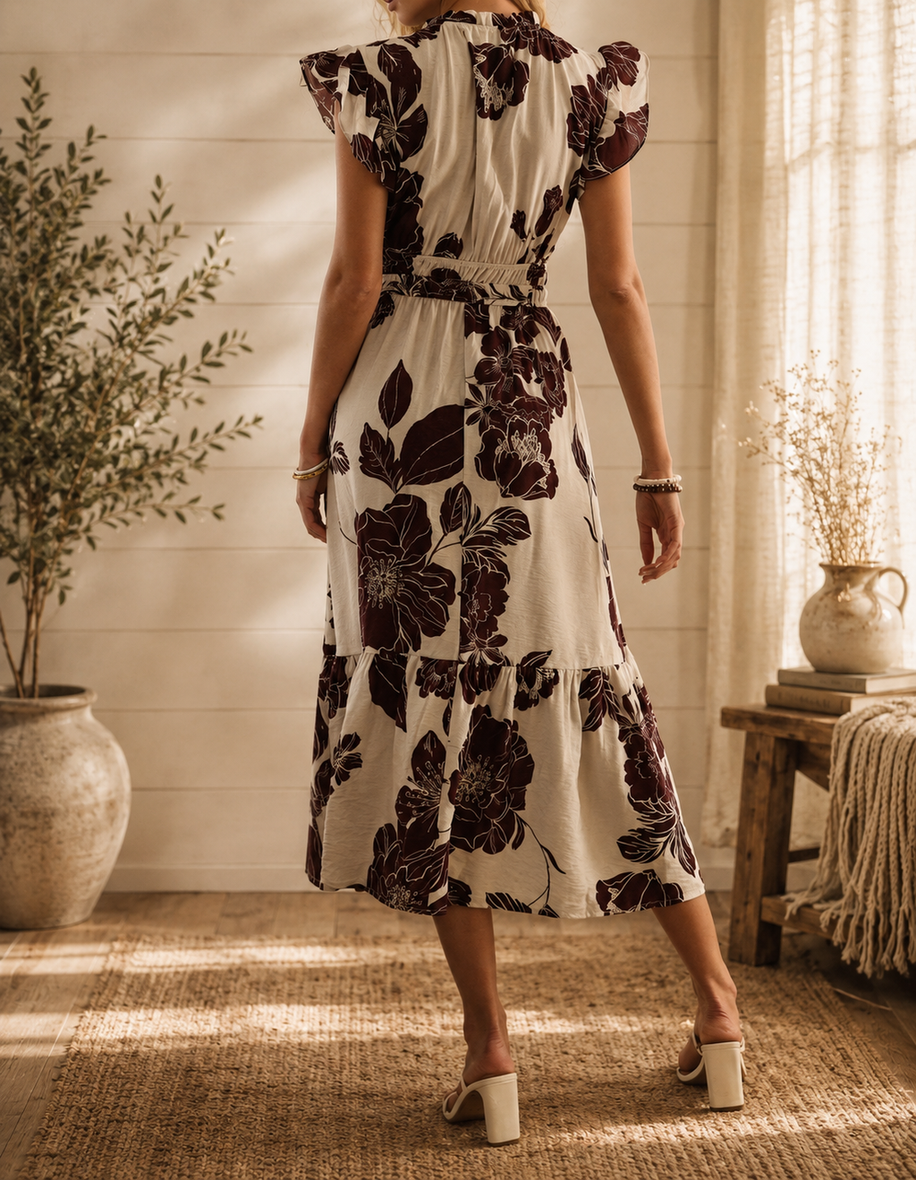 Floral Flutter Sleeve Dress