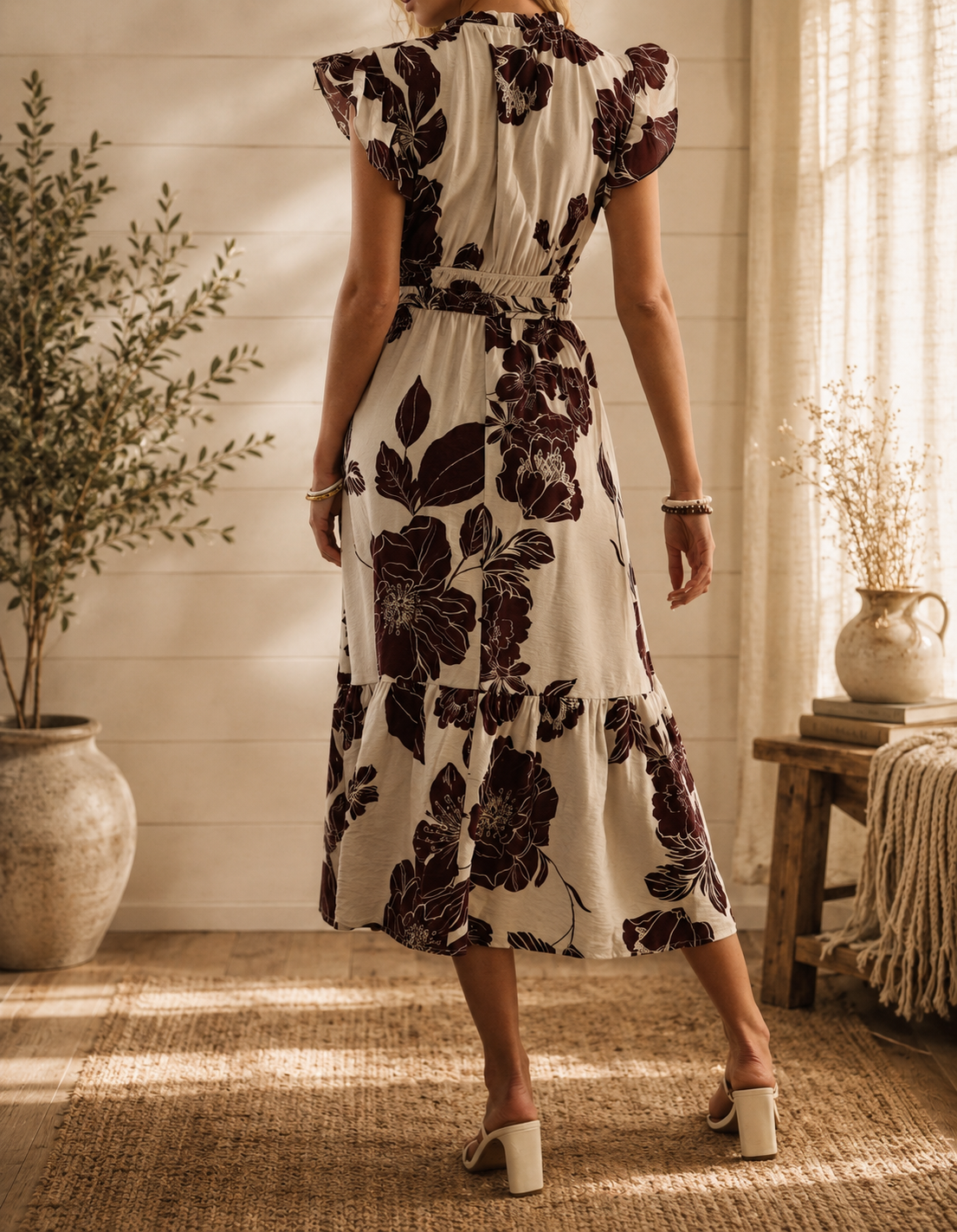 Floral Flutter Sleeve Dress