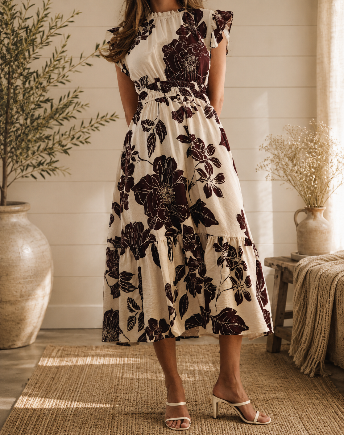 Floral Flutter Sleeve Dress