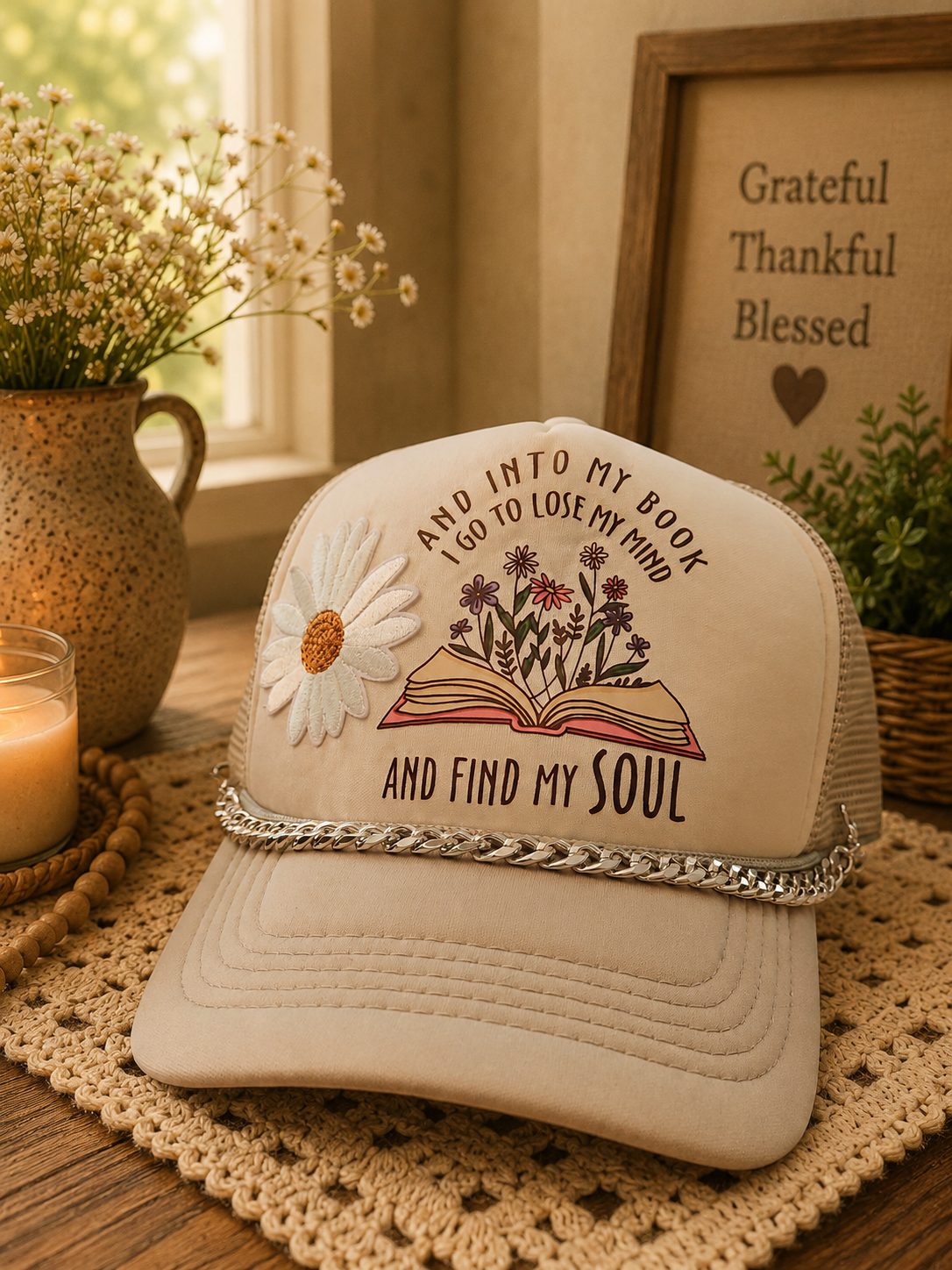 And Into My Book I Go Daisy Trucker Hat