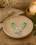 Sea Glass Bead Sea Turtle Charm Necklace