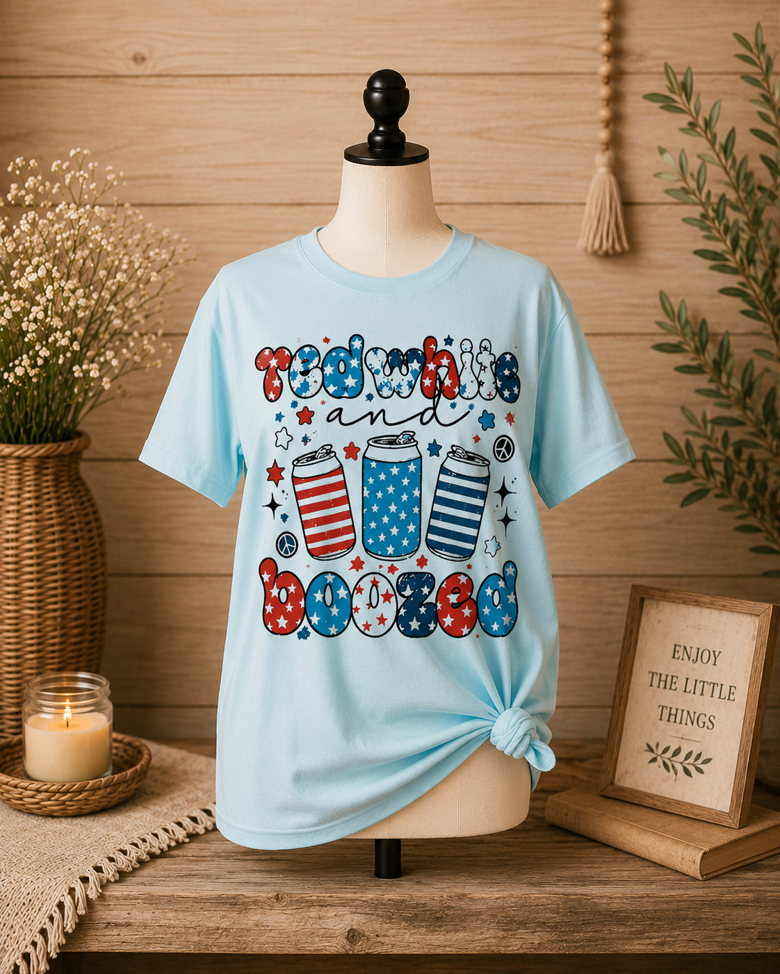 Red White & Boozed Patriotic Can Graphic Tee