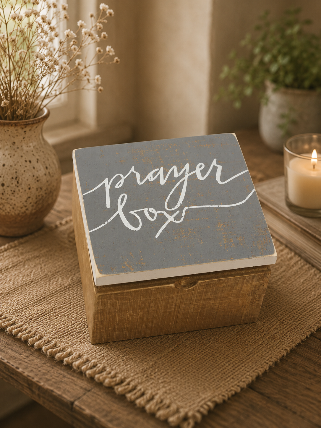 Prayer Box Wooden Keepsake Box