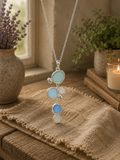 Sea Glass Bubble Cascade Silver Pendant Necklace