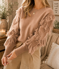 Fashionable Tied String Tassel Casual Knit Sweater