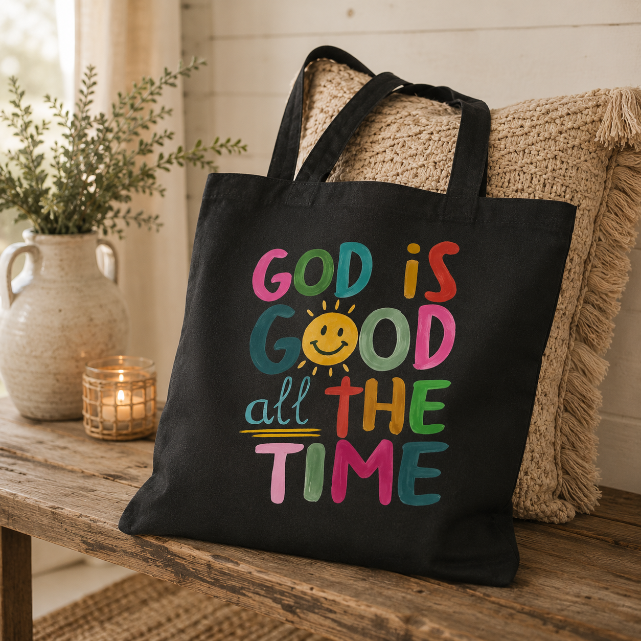 Colorful Jumbo Tote - God is Good