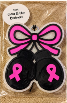 Pink Bow Breast Cancer Ribbon Ornament Car Freshie – Cocoa Butter Cashmere Scent