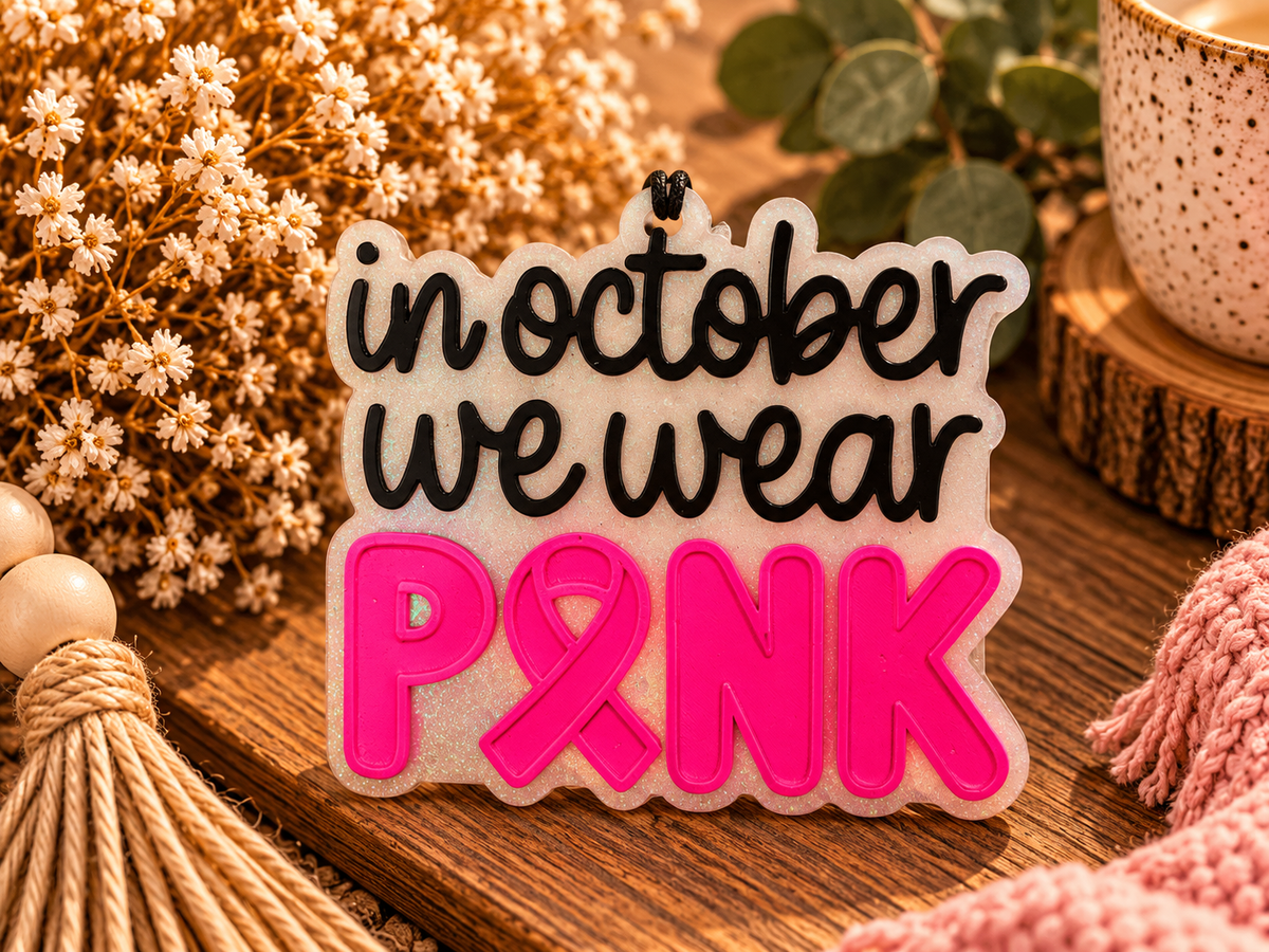 In October We Wear Pink Breast Cancer Car Freshie – Mahogany Apple Scent
